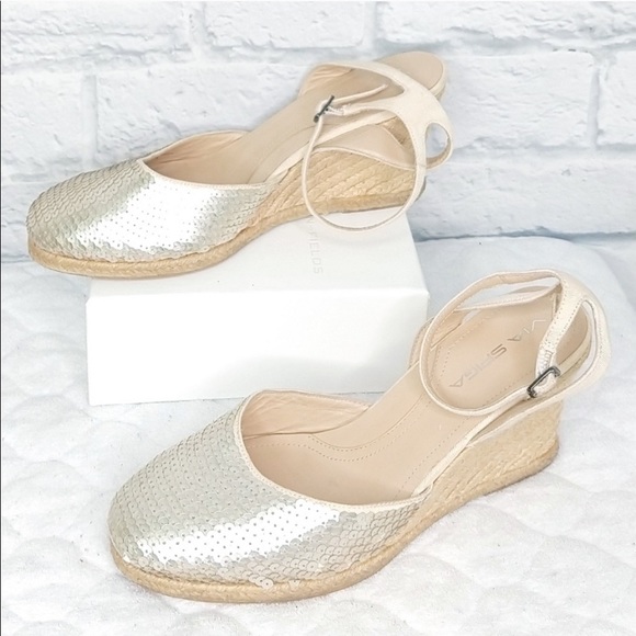 Wedge sandals via spiga brand sequin toe - Picture 2 of 3